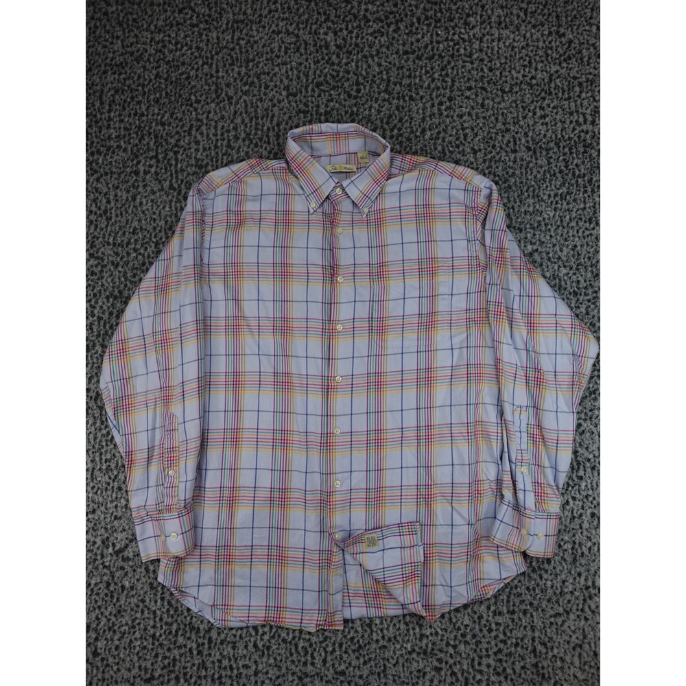 Peter Millar Button Down Shirt Mens L Multicolor Plaid Long Sleeve Cotton 11934